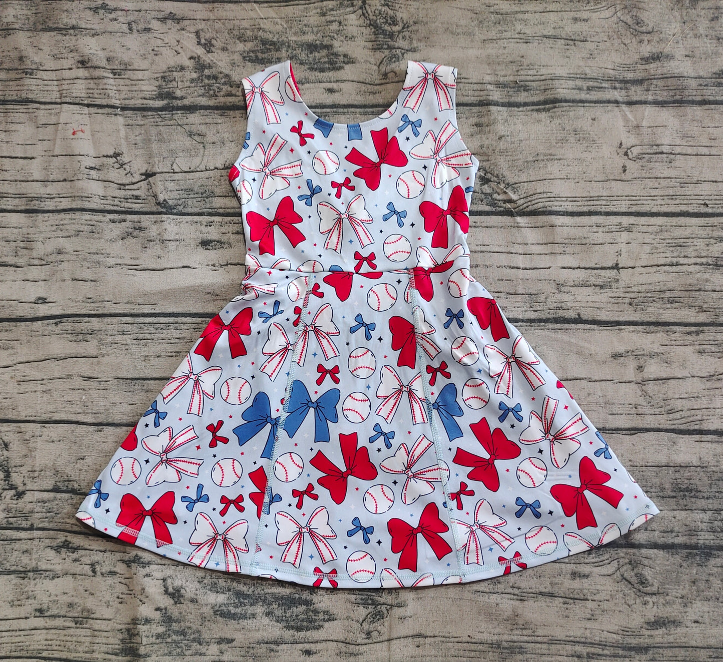 Baby Girls Baseball 4th Of July Yoga Active Wear Skort Knee Length Dresses