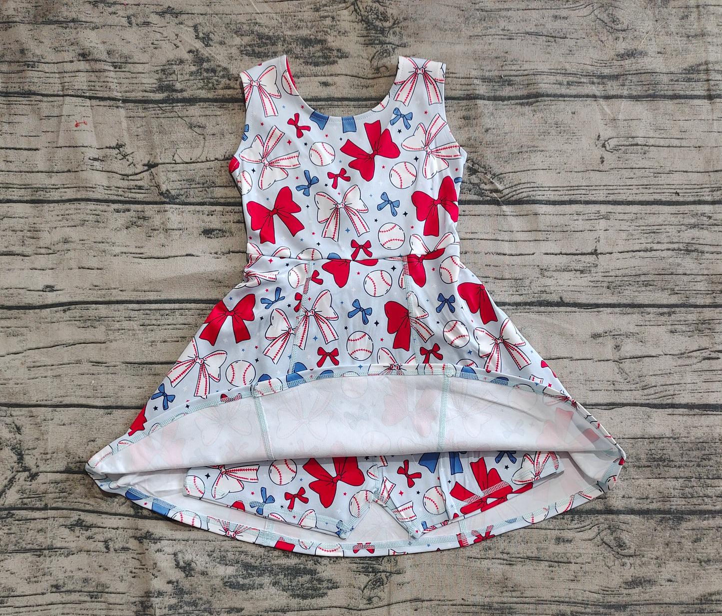Baby Girls Baseball 4th Of July Yoga Active Wear Skort Knee Length Dresses