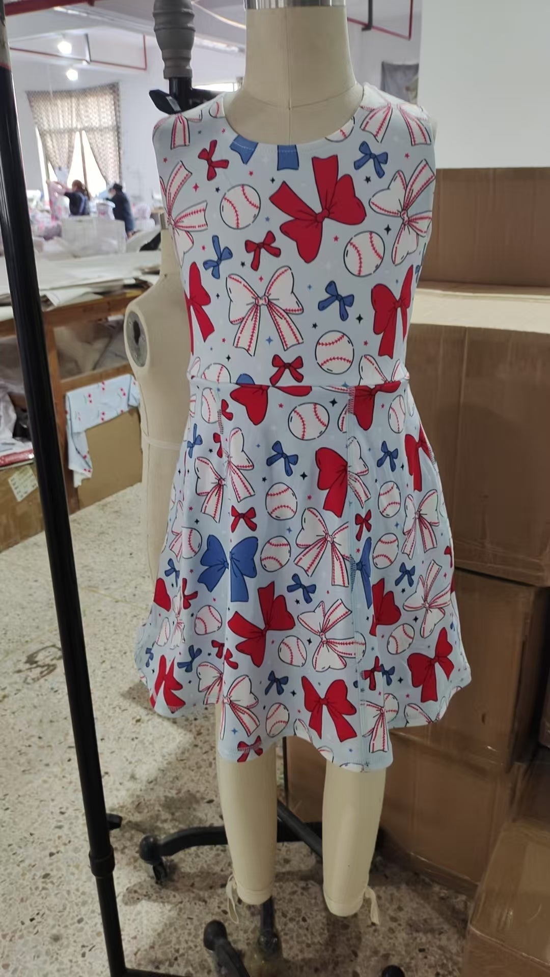 Baby Girls 4th Of July Bows Baseball Yoga Vest Skort Active Wear Sets