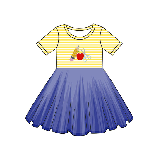 Baby Girls Pencil Back To School Apple Knee Length Tutu Dresses Preorder