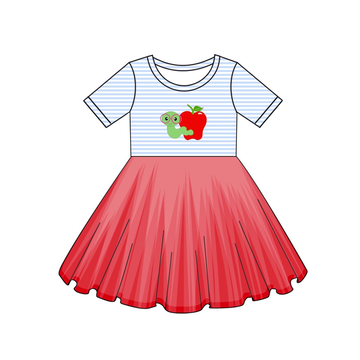 Baby Girls Bookworm Back To School Apple Knee Length Tutu Dresses Preorder