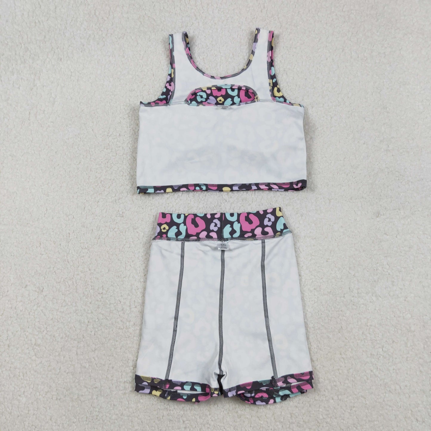 Baby Girls Colorful Leopard Vest Top Skirt Shorts Yoga Active Clothes Sets