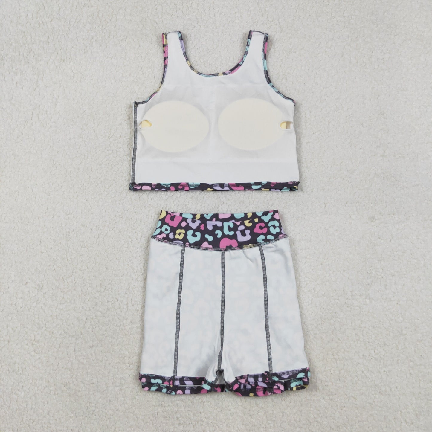 Baby Girls Colorful Leopard Vest Top Skirt Shorts Yoga Active Clothes Sets