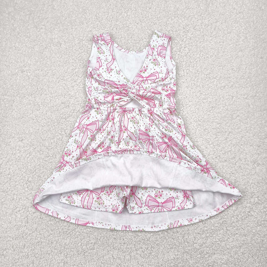 Baby Girls Pink Bows Yoga Skort Knee Length Dresses