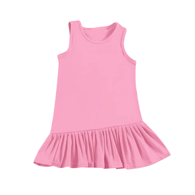 Baby Girls Pink Sleeveless Yoga Ruffle Knee Length Dresses Preorder