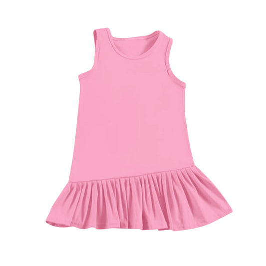 Baby Girls Pink Sleeveless Yoga Ruffle Knee Length Dresses Preorder