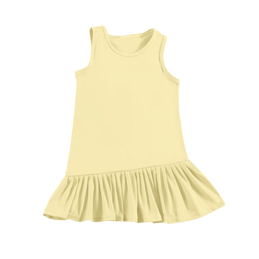 Baby Girls Yellow Sleeveless Yoga Ruffle Knee Length Dresses Preorder