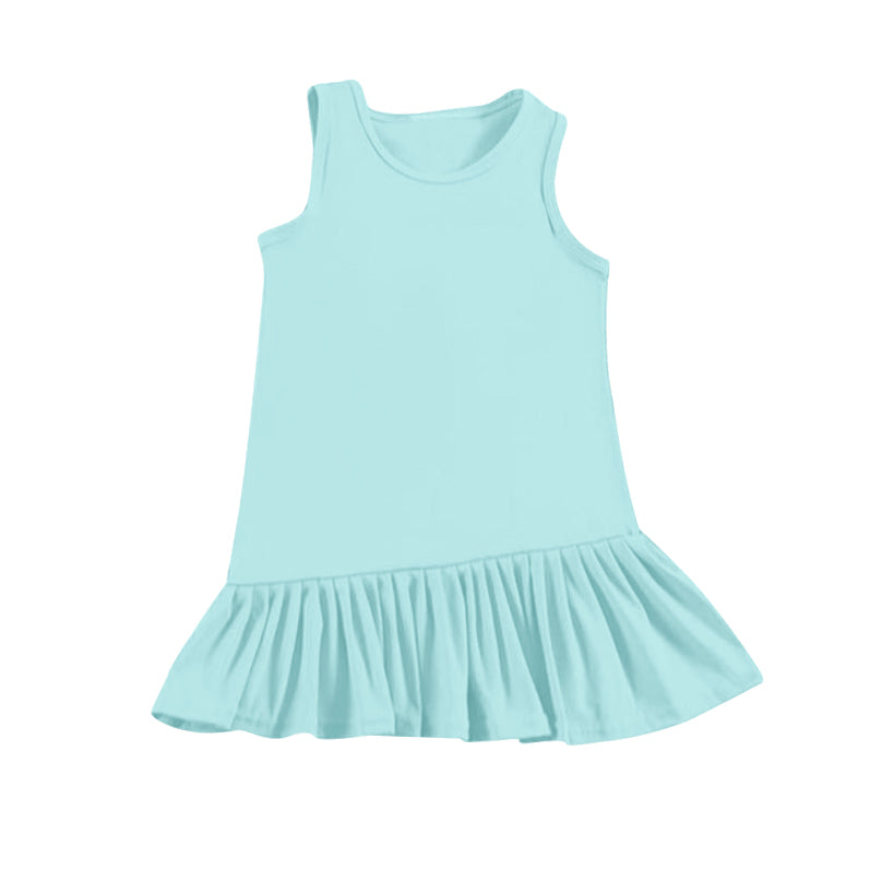 Baby Girls Blue Sleeveless Yoga Ruffle Knee Length Dresses Preorder