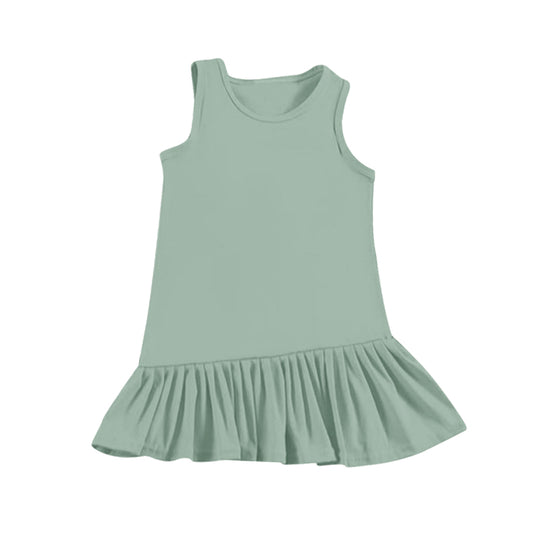 Baby Girls Green Sleeveless Yoga Ruffle Knee Length Dresses Preorder