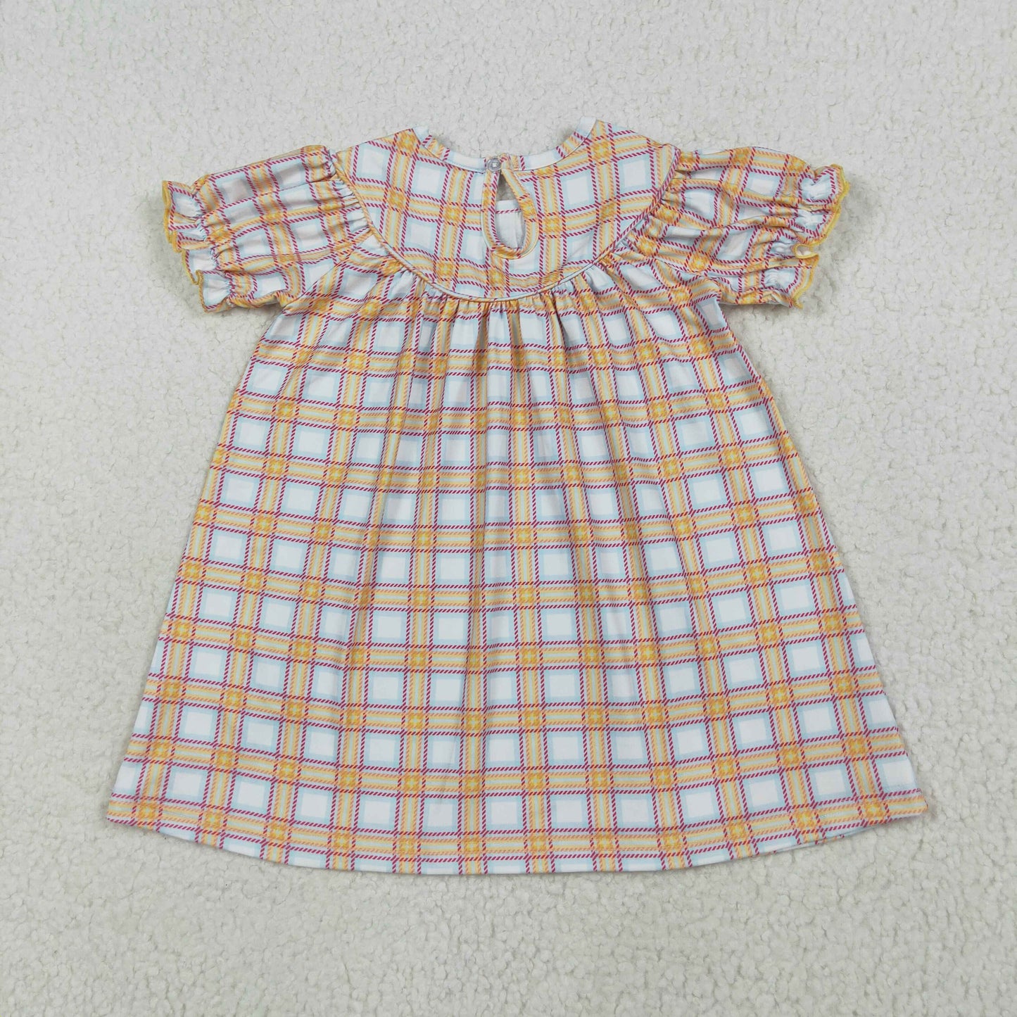 Baby Girls Fall Plaid Cows Farm Smocked Knee Length Dresses