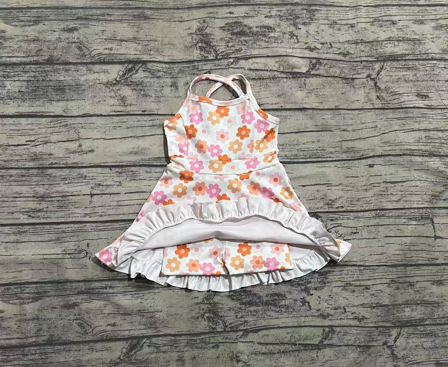 Baby Girls Strap Colorful Daisy Yoga Ruffle Knee Length Dresses