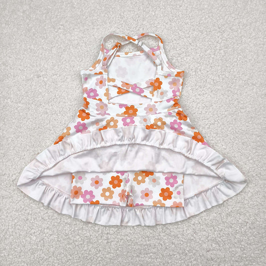 Baby Girls Strap Colorful Daisy Yoga Ruffle Knee Length Dresses