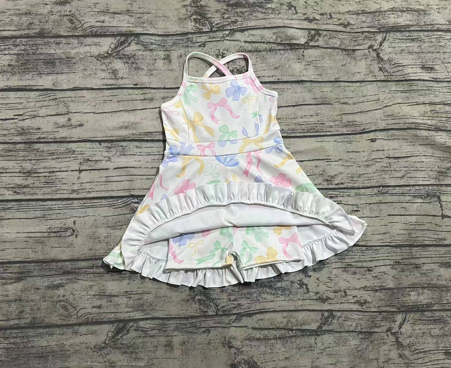 Baby Girls Strap Colorful Bows Yoga Ruffle Knee Length Dresses