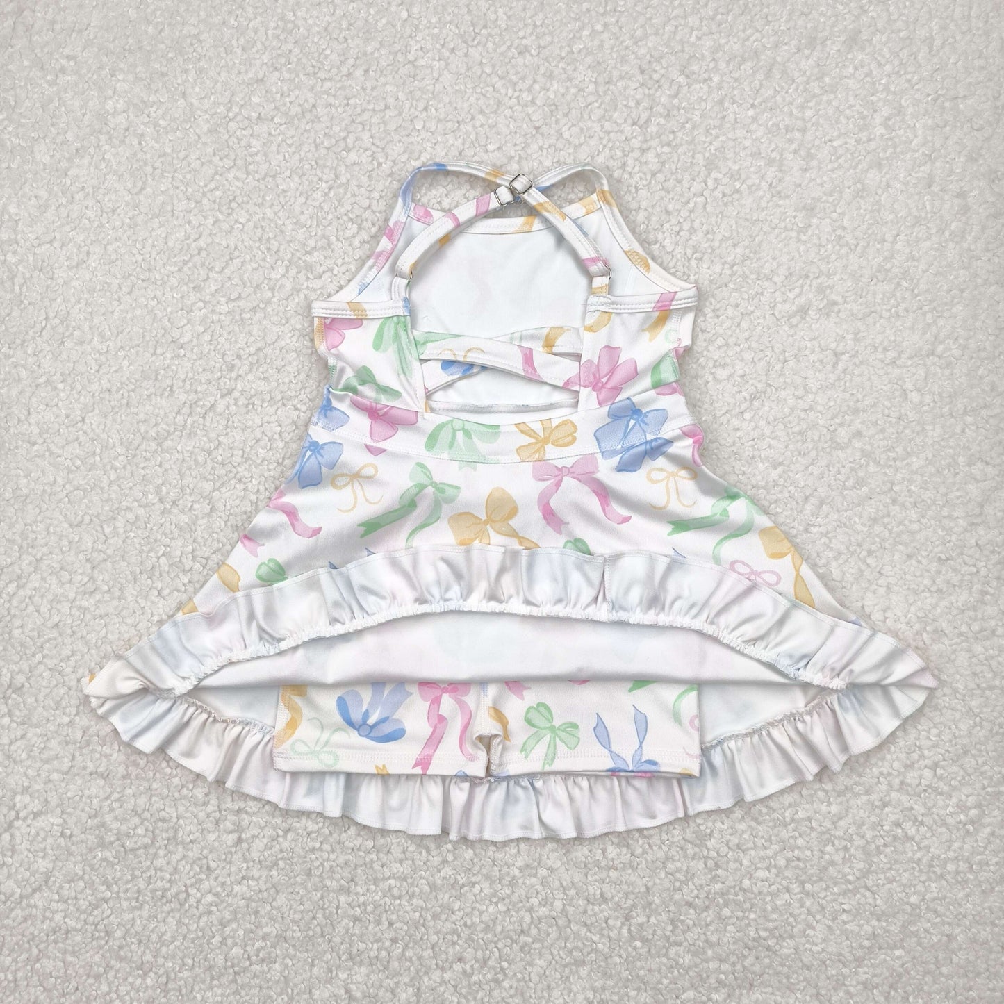 Sibling Baby Girls Colorful Bows Yoga Active Skort Knee Length Dress Sets