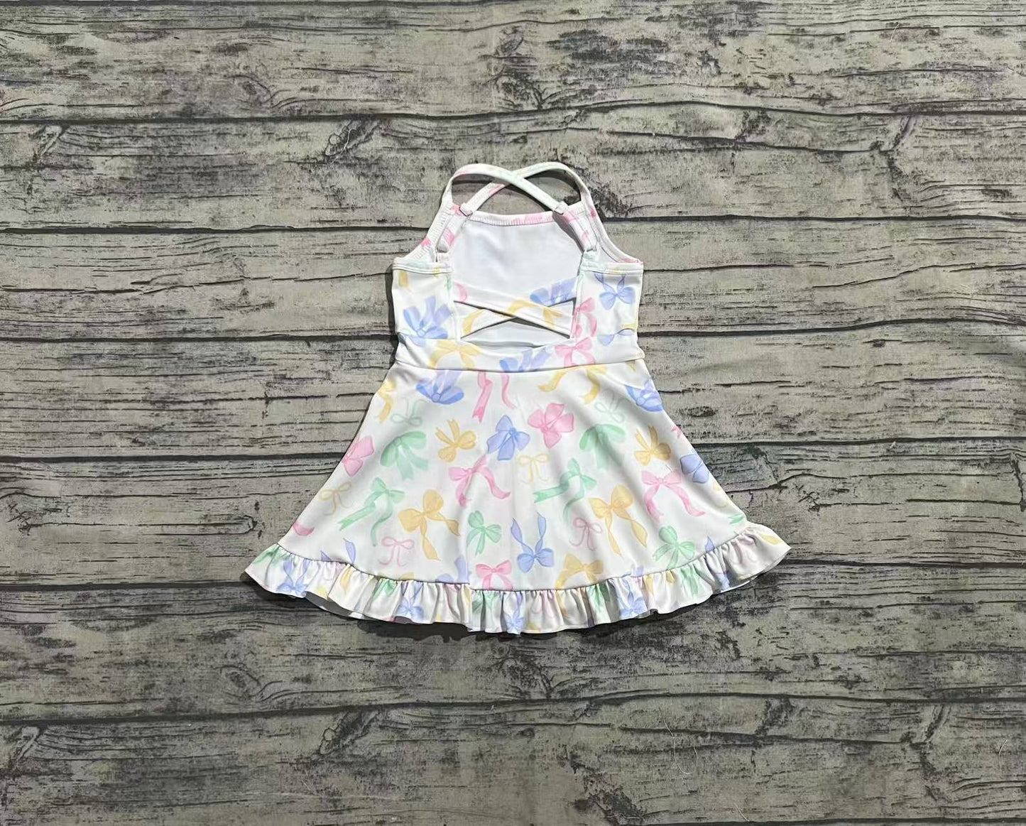 Baby Girls Strap Colorful Bows Yoga Ruffle Knee Length Dresses