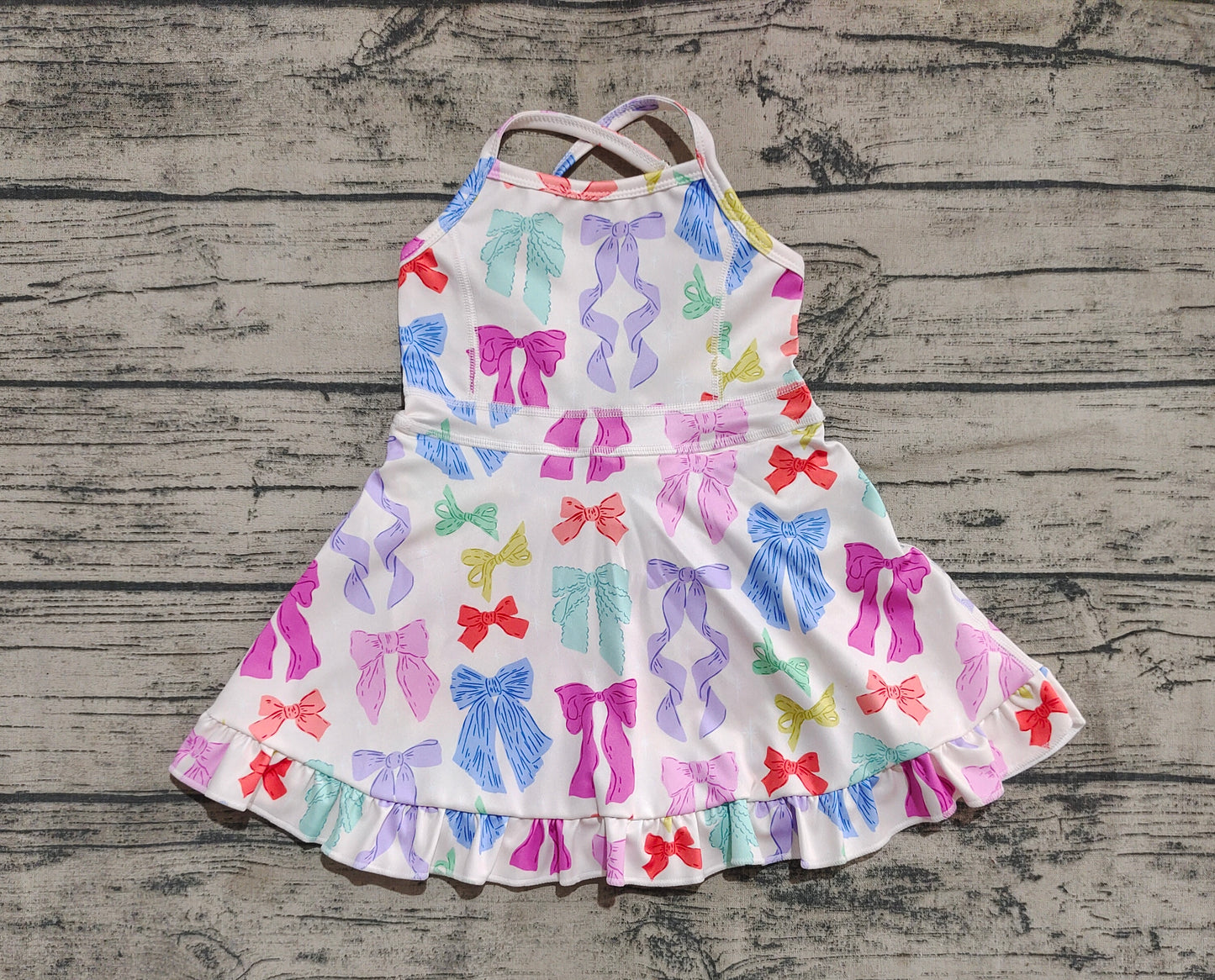 Baby Girls Strap Colorful Bows Yoga Ruffle Knee Length Dresses