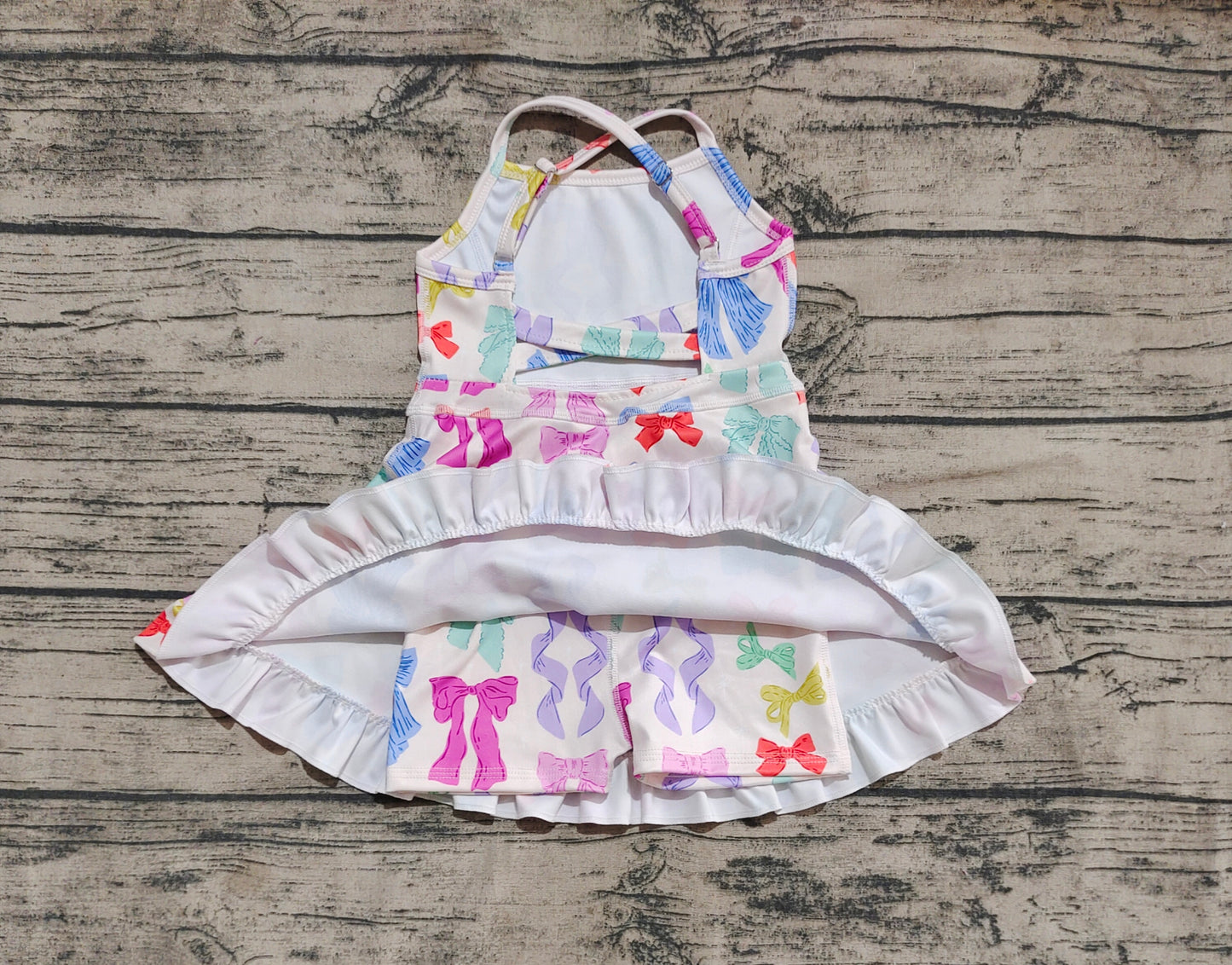 Baby Girls Strap Colorful Bows Yoga Ruffle Knee Length Dresses