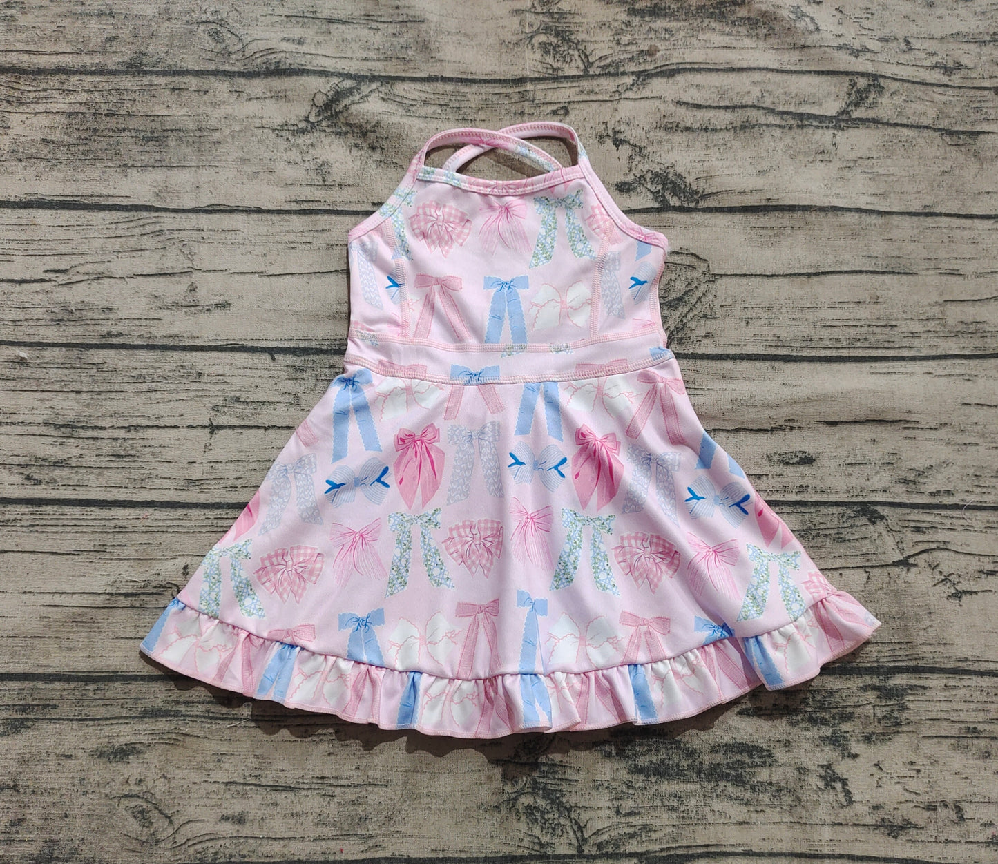 Baby Girls Colorful Bows Yoga Ruffle Knee Length Dresses