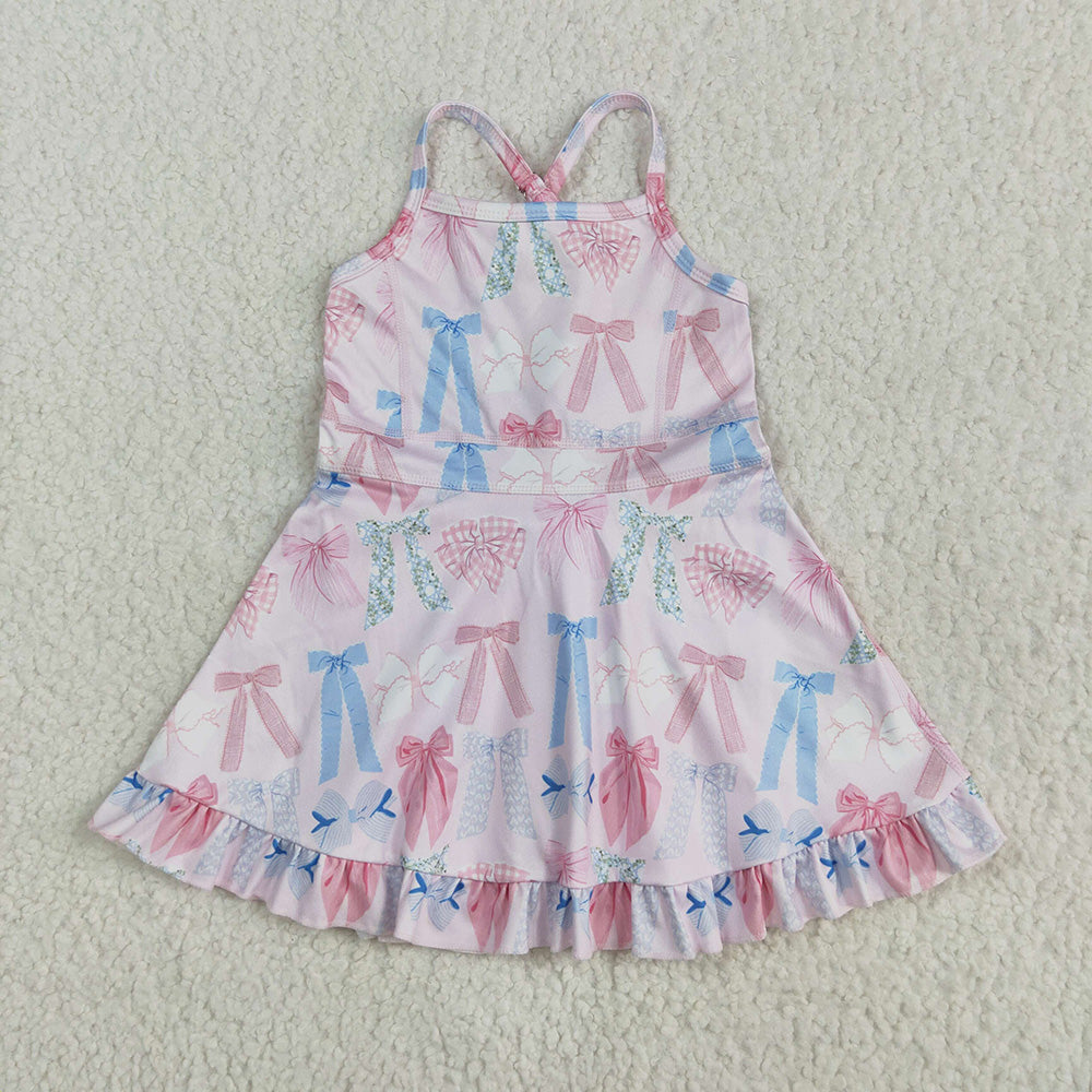 Baby Girls Colorful Bows Yoga Ruffle Knee Length Dresses