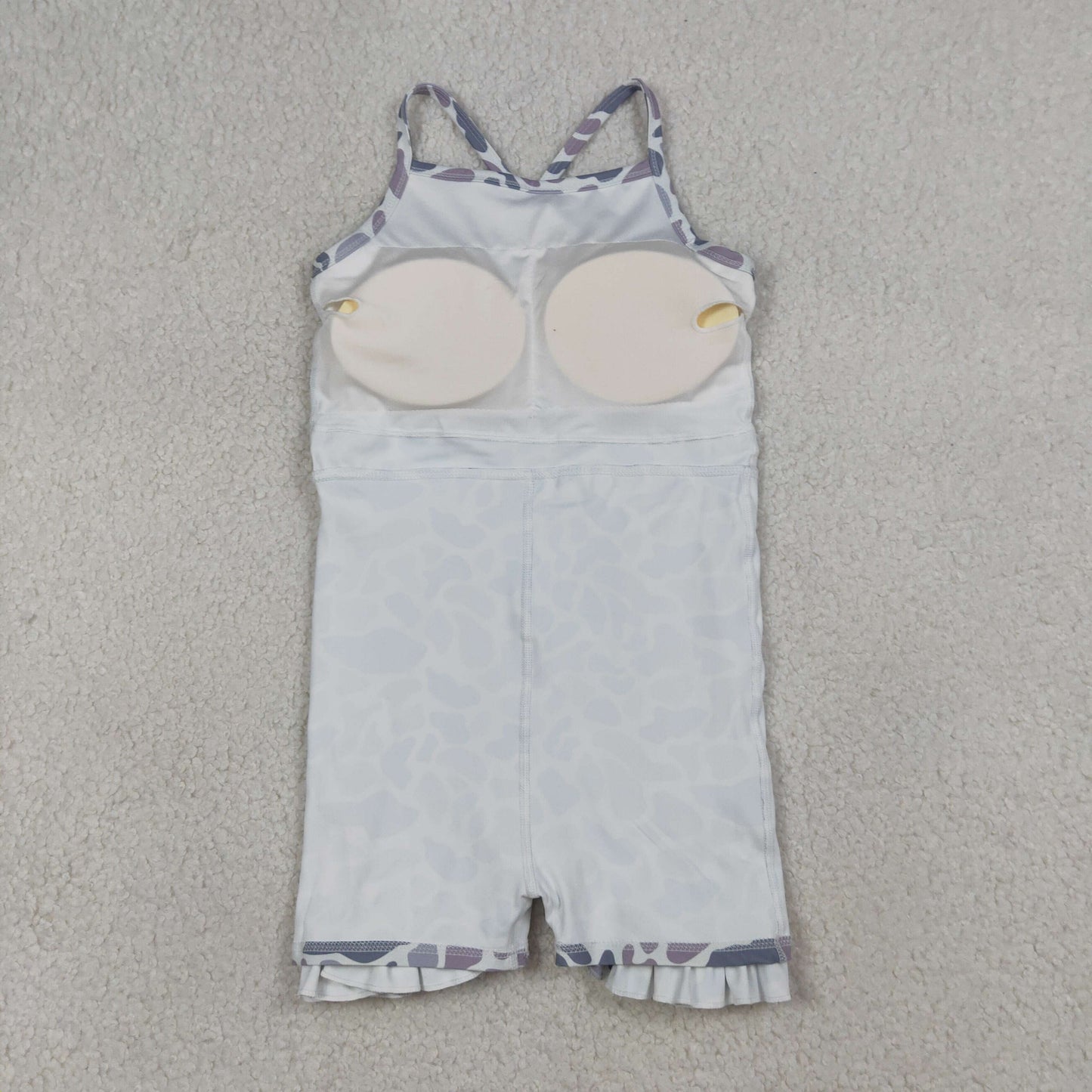 Baby Girls Strap Southern Light Gray Camo Yoga Active Shorts Ruffle Knee Length Dresses