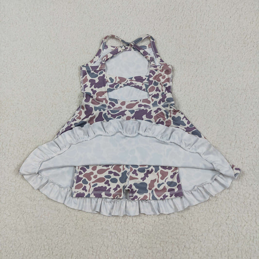 Baby Girls Strap Camo Yoga Ruffle Knee Length Dresses