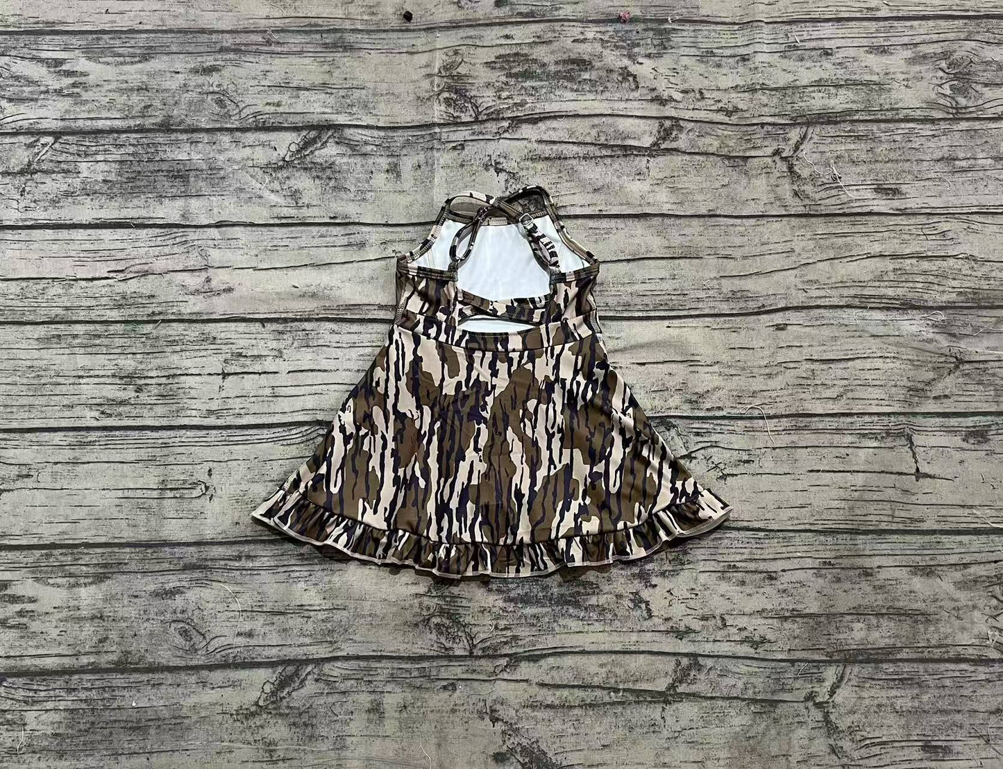 Baby Girls Strap Camo Yoga Ruffle Knee Length Dresses