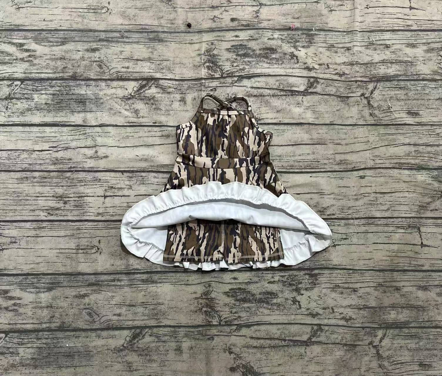 Baby Girls Strap Camo Yoga Ruffle Knee Length Dresses