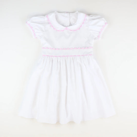 Preorder moq 5 Baby Girls White Short Ruffle Sleeves Knee Length Dresses