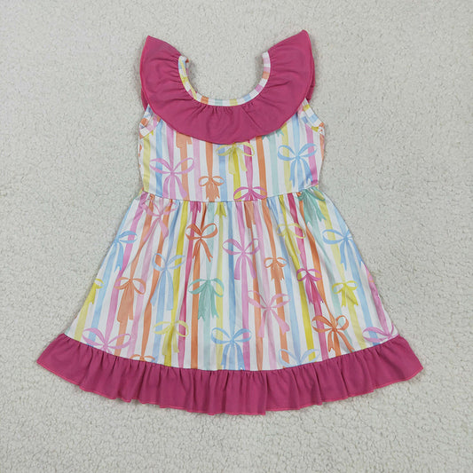 Baby Girls Colorful Stripe Bows Knee Length Dresses