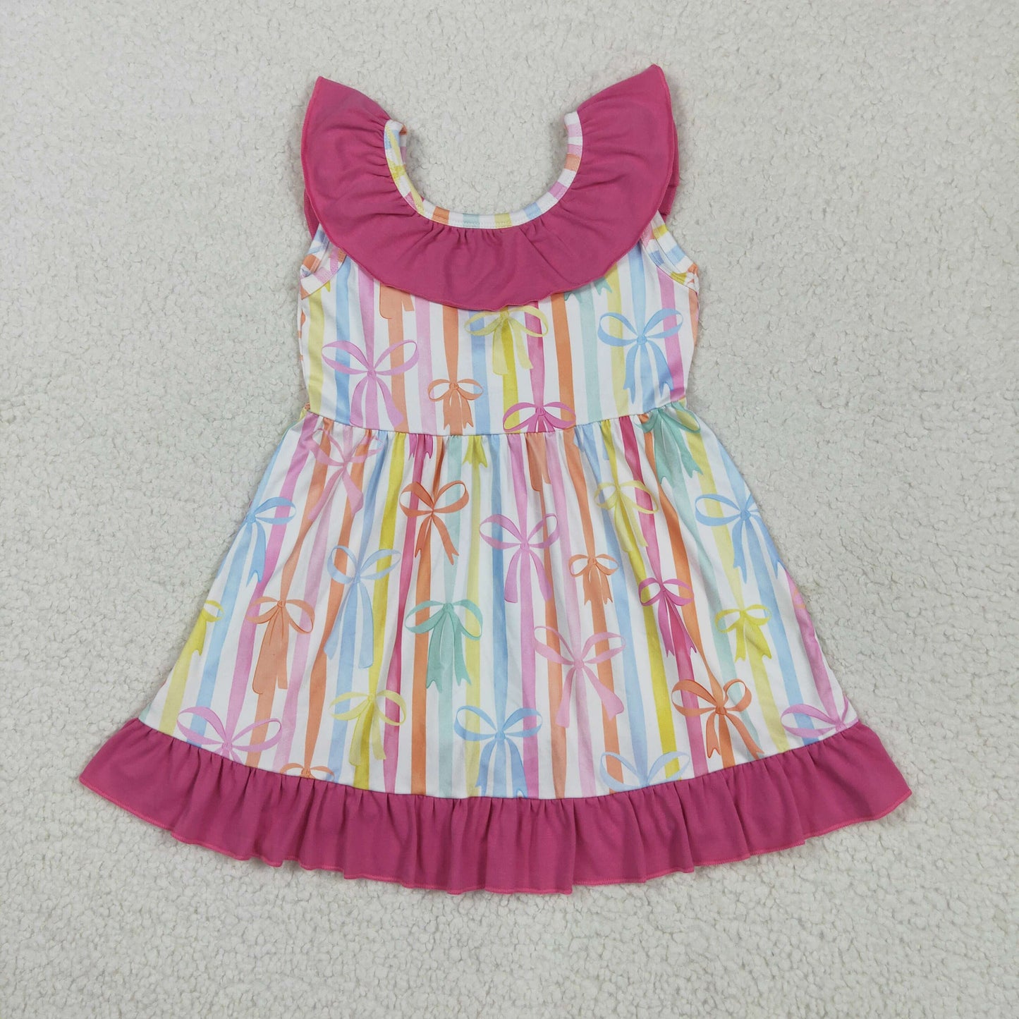 Sibling Baby Girls Flowers Plaid Sleeveless Ruffle Collar Back Bow Knee Length Dresses