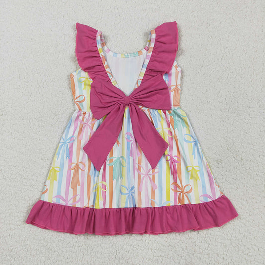 Baby Girls Colorful Stripe Bows Knee Length Dresses