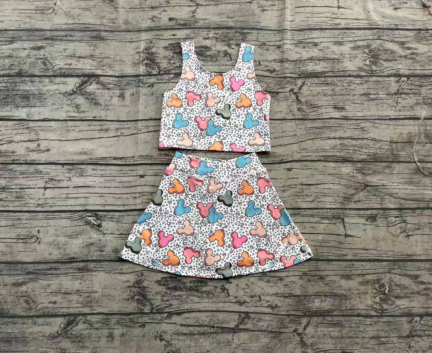 Baby Girls Cartoon Mouse Balloons Top Skorts Yoga Sets