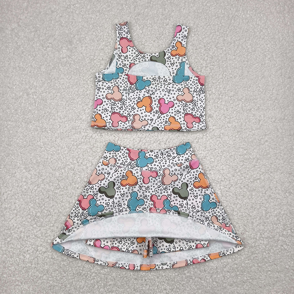 Baby Girls Cartoon Mouse Balloons Top Skorts Yoga Sets