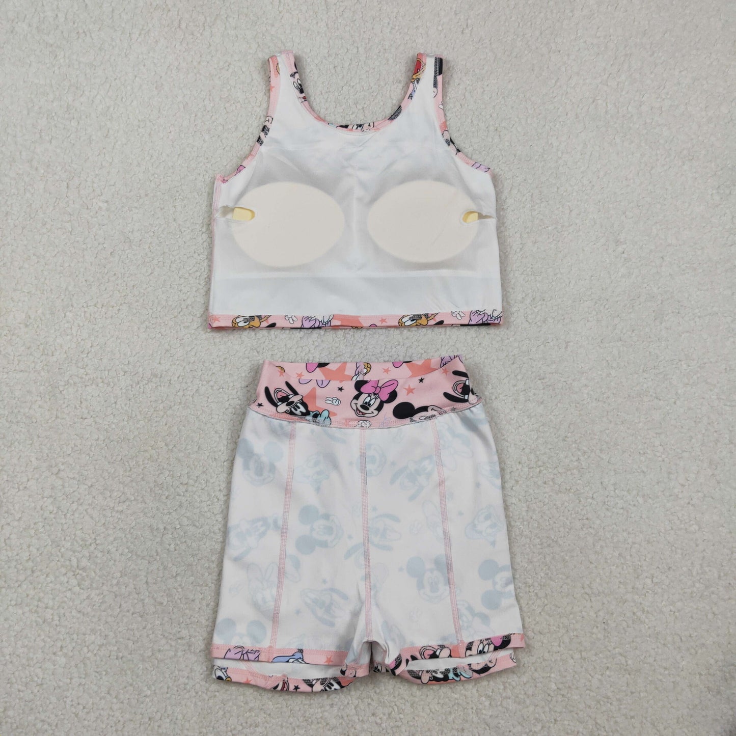 Baby Girls Sleeveless Cartoon Mouse Ducks Top Skorts Yoga Sets