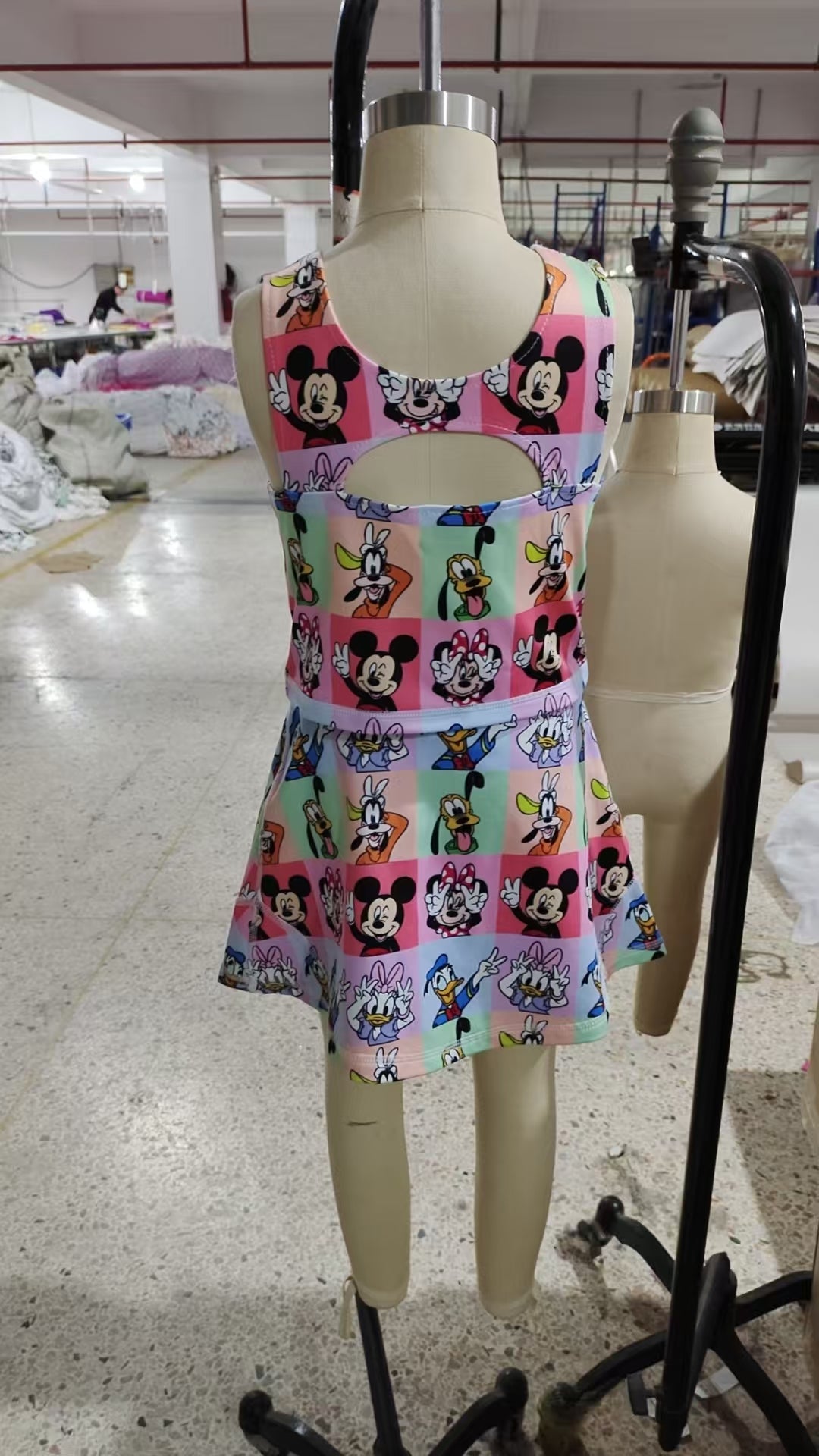 Baby Girls Sleeveless Cartoon Mouse Ducks Plaid Top Skort Yoga Sets