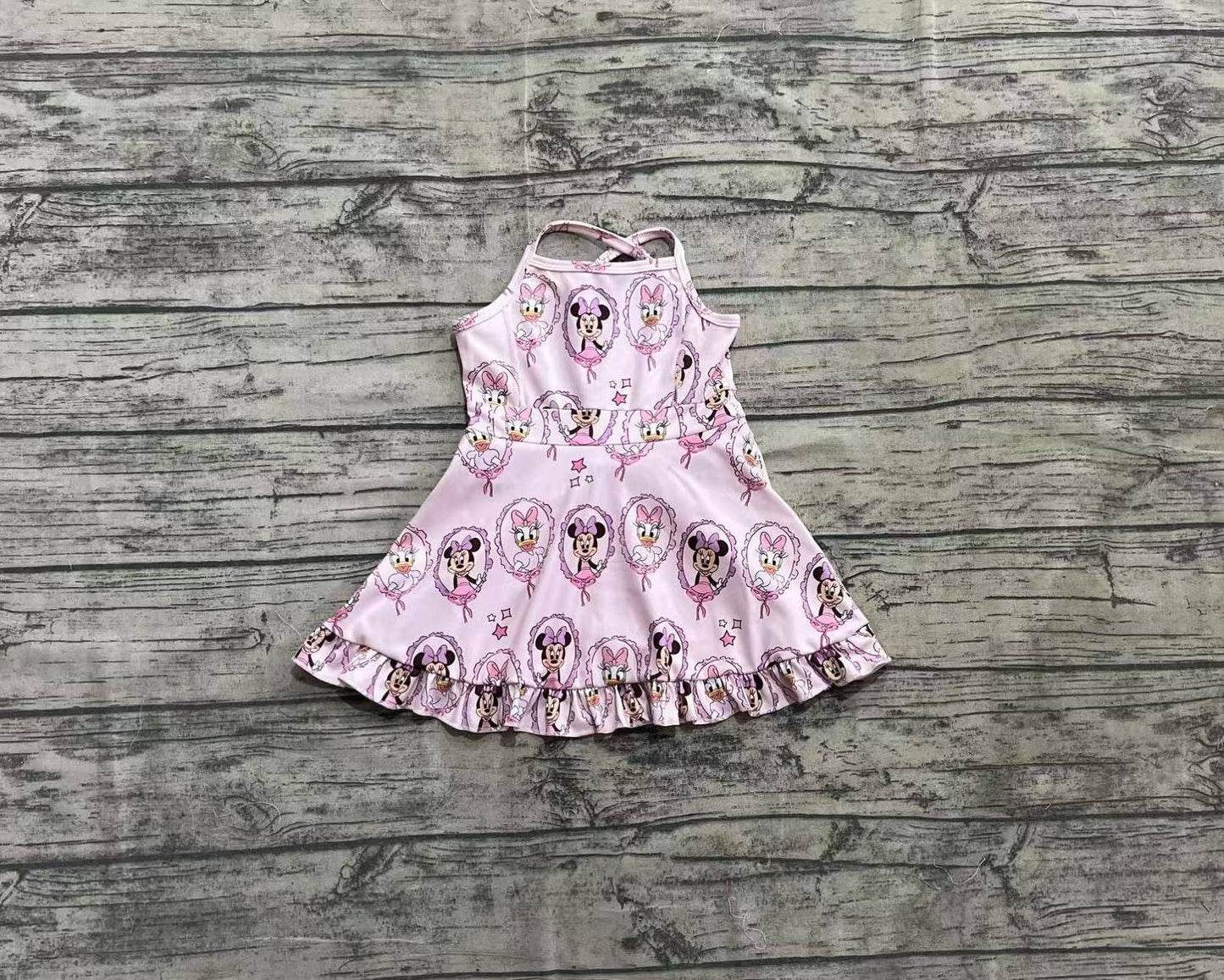 Baby Girls Strap Cartoon Mouse Ducks Yoga Active Knee Length Dresses