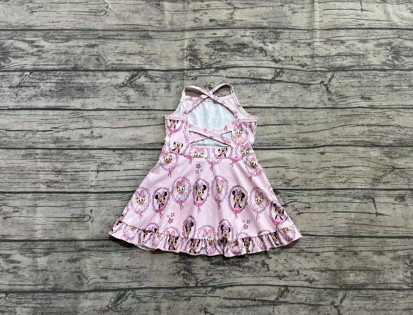 Baby Girls Strap Cartoon Mouse Ducks Yoga Active Knee Length Dresses