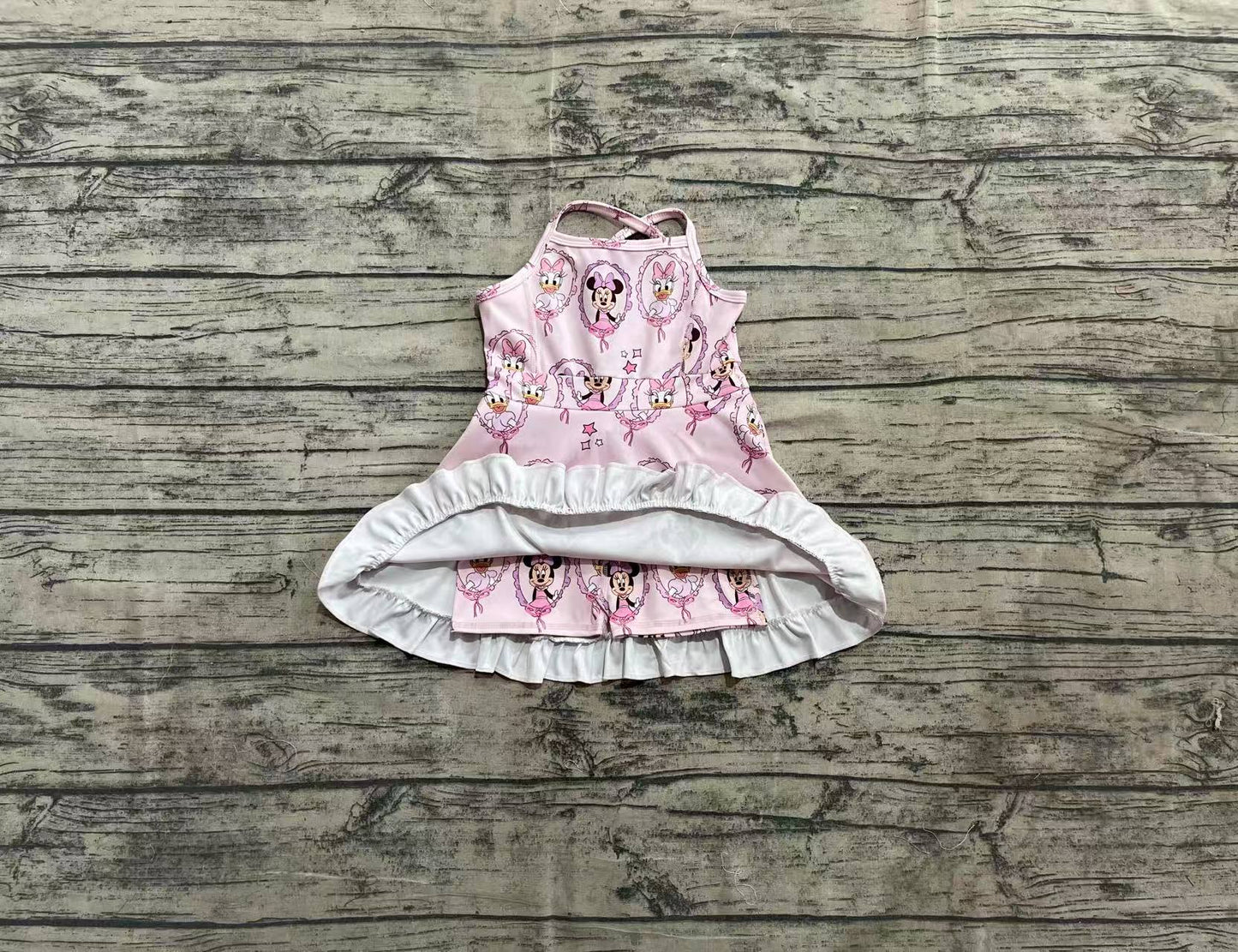 Baby Girls Strap Cartoon Mouse Ducks Yoga Active Knee Length Dresses