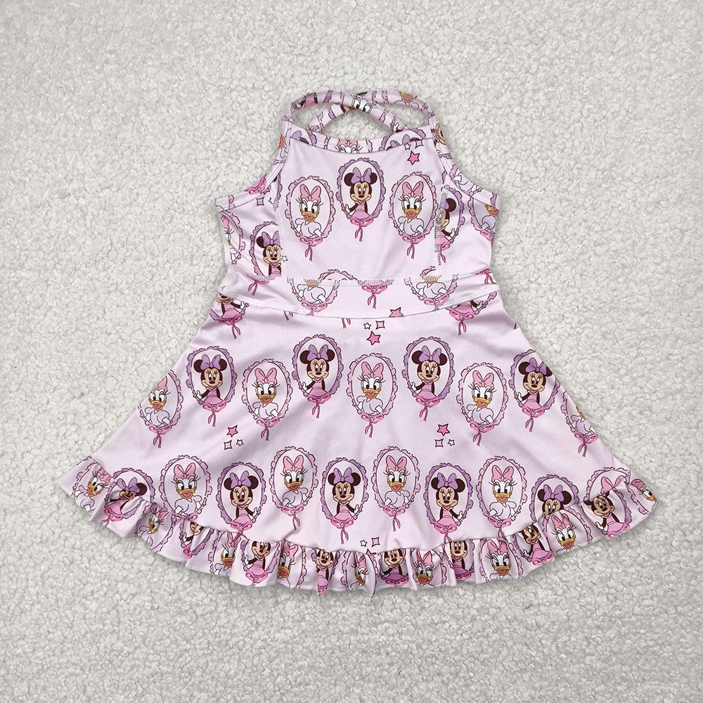 Baby Girls Strap Cartoon Mouse Ducks Yoga Active Knee Length Dresses