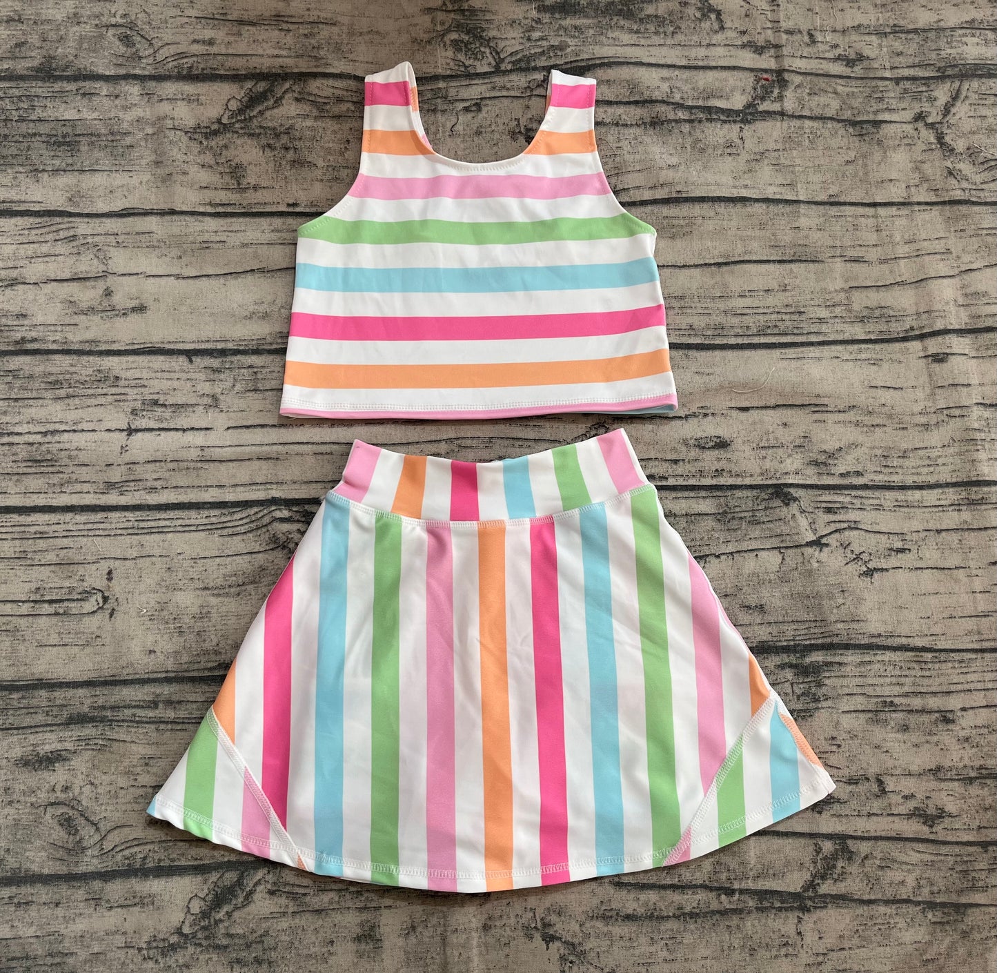 Baby Girls Sleeveless Colorful Stripes Top Skort Yoga Active Sets