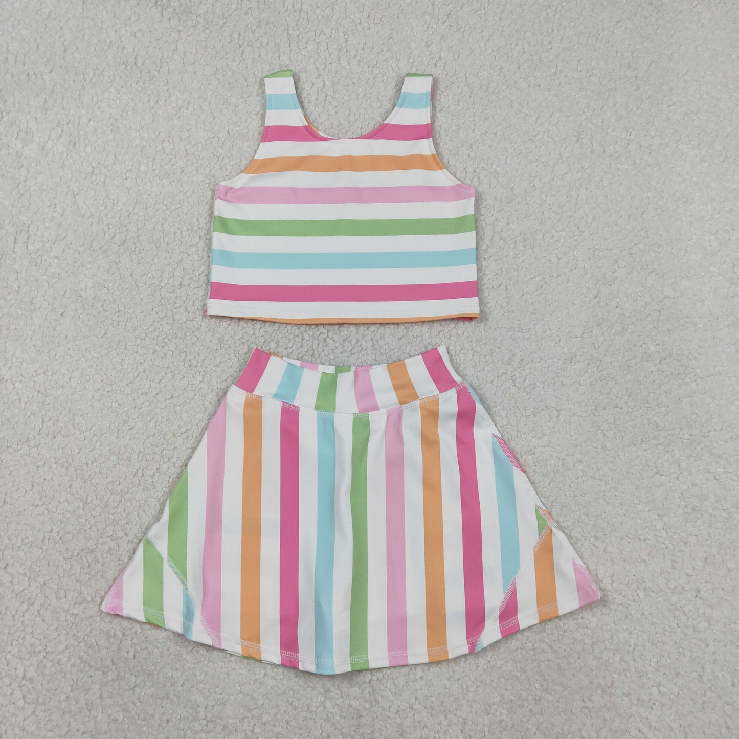 Baby Girls Sleeveless Colorful Stripes Top Skort Yoga Active Sets
