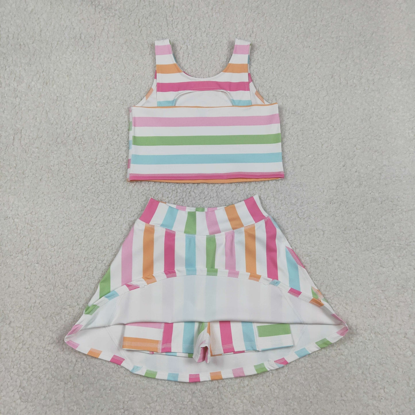 Baby Girls Sleeveless Colorful Stripes Top Skort Yoga Active Sets