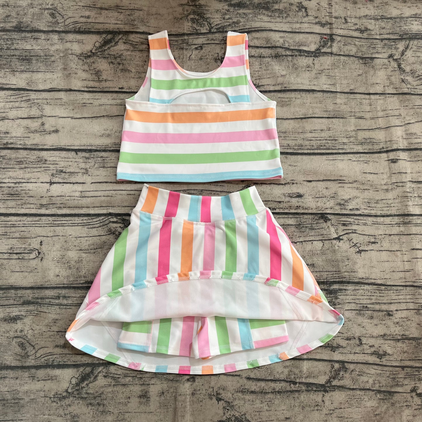 Baby Girls Sleeveless Colorful Stripes Top Skort Yoga Active Sets