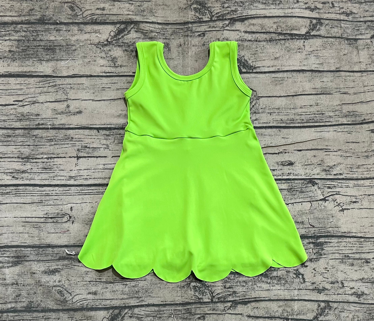 Baby Girls Green Scallop Yoga Active Knee Length Dresses