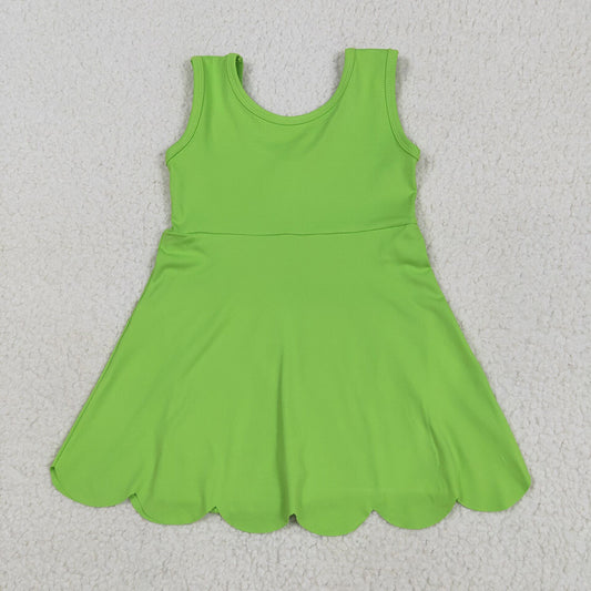 Baby Girls Green Scallop Yoga Active Knee Length Dresses