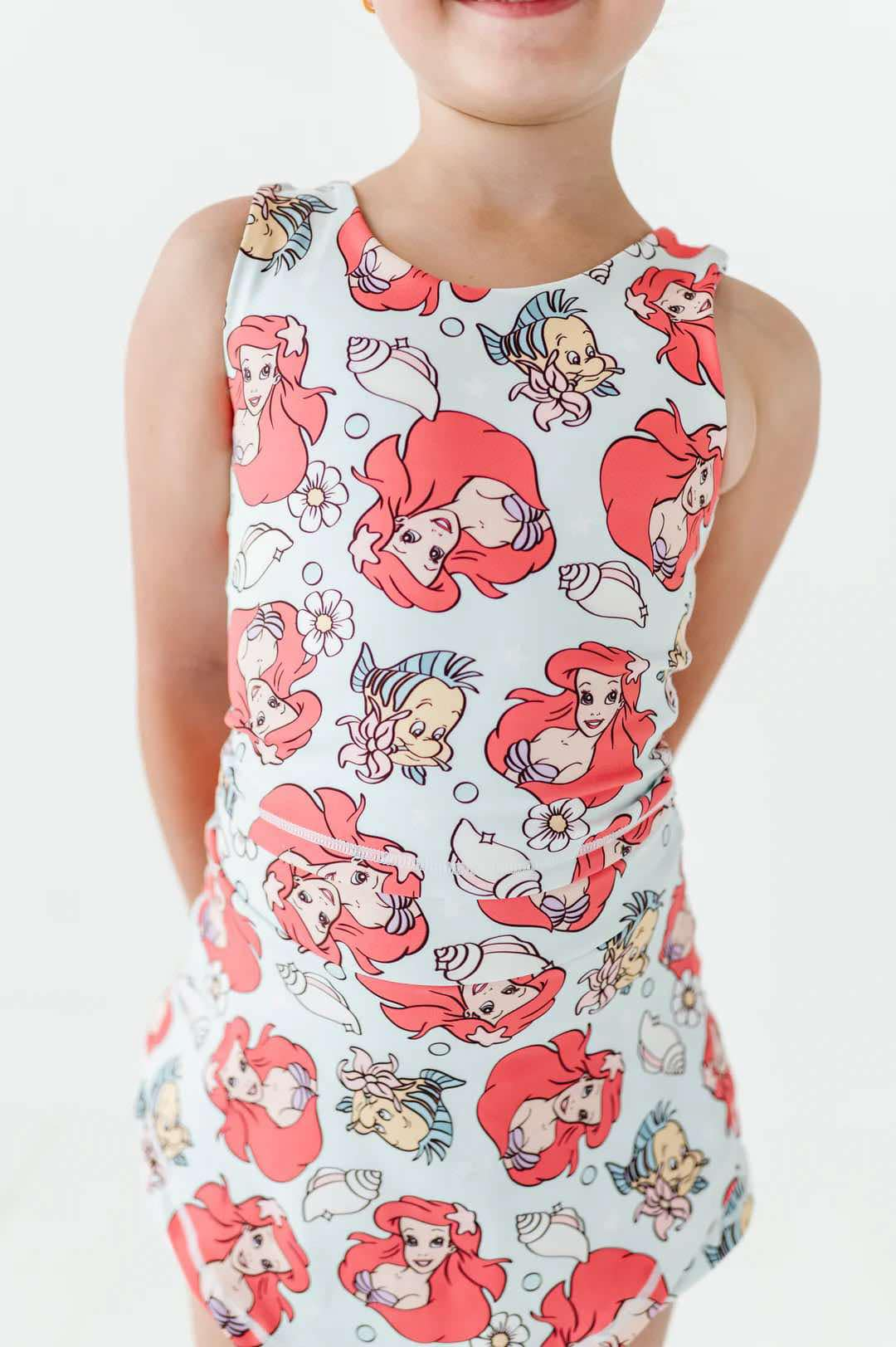 Baby Girls Sleeveless Cartoon Mermaid Fishes Top Skort Yoga Sets