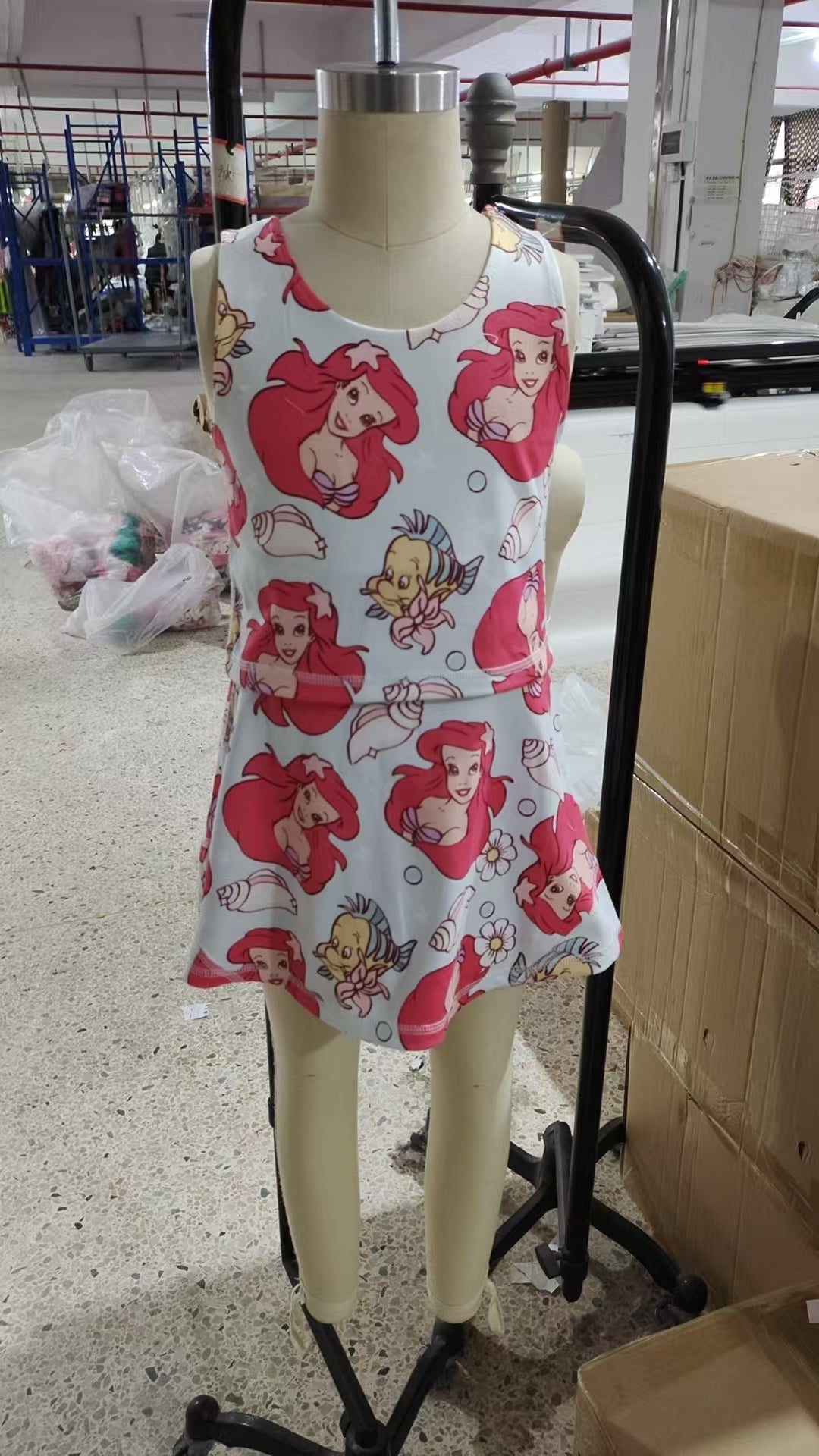 Baby Girls Sleeveless Cartoon Mermaid Fishes Top Skort Yoga Sets