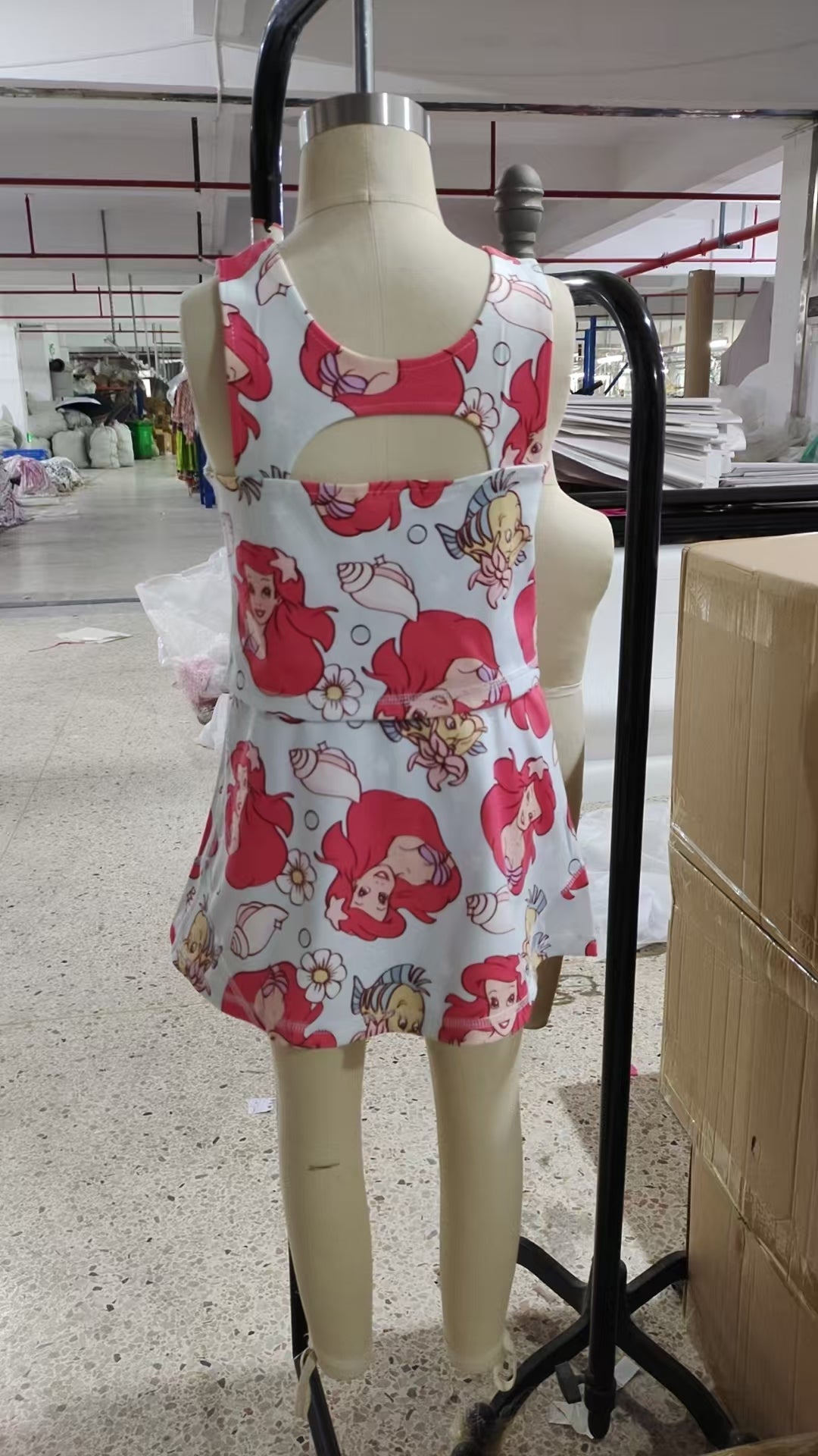 Baby Girls Sleeveless Cartoon Mermaid Fishes Top Skort Yoga Sets