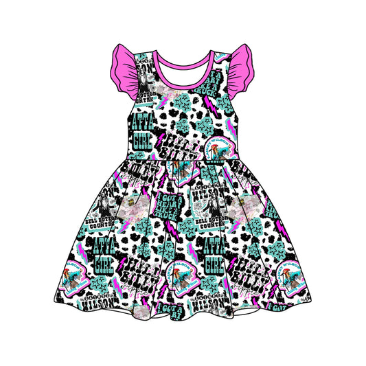Baby Girls Atta Girl Cow Print Knee Length Dresses Preorder