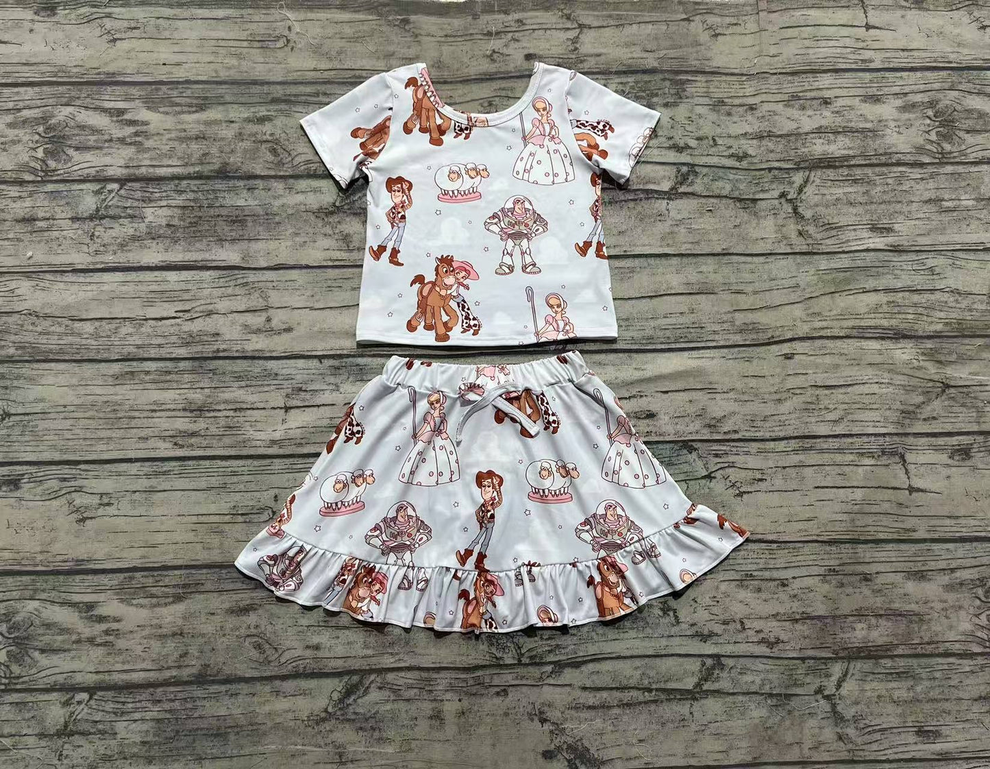 Baby Girls Cartoon Donkey Stars Top Skirts Sets